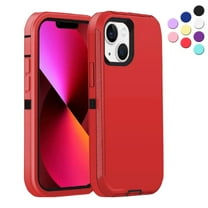 iPhone 13 Heavy Duty Case {Shock Proof Case with 3 Layer Rubber, Shatter Resistant, [Tough Armour] Rugged Case Compatible for iPhone 13} Red