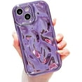 thumbnail image 1 of iPhone 13 Holographic Case, Cute Laser 3D Water Ripple Bling Glitter Luxury Plating Wave Shape Phone case for Women Girls Silicone Protection Cover (Light Purple), 1 of 18