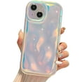 thumbnail image 1 of iPhone 13 Holographic Case, Cute Laser 3D Water Ripple Bling Glitter Luxury Wave Shape Phone case for Women Girls Silicone Protection Cover (Fluorescent White), 1 of 16