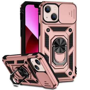 iPhone 13 Kickstand Armor Case with Slide Camera Lens Protection Cover Built-in 360° Rotate Ring Holder Stand Magnetic Military Shockproof Phone Cover Case for iPhone 13,
Rosegold