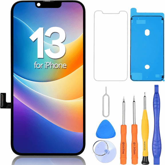 For iPhone 13 LCD Screen Replacement Kit , 6.1-Inch Touch Display Digitizer Assembly with Repair Tools, Compatible with A2482/A2631/A2633/A2634/A2635