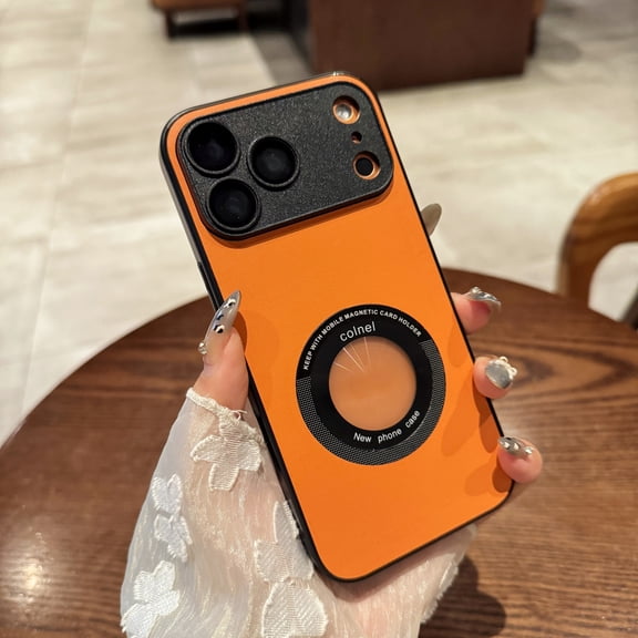 for iPhone 13 Magnetic Case, Compatible with Mag-Safe, Classic Hybrid Magnetic Phone Case for iPhone 13, Military Grade Shockproof, Drop Protection Logo Hollow Design Cover, Orange