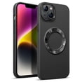 thumbnail image 1 of For iPhone 13 Magnetic Case, Compatible with MagSafe Back Plating Liquid Silicone Phone Case with [Soft Anti-Scratch Raised Lip Protection] Drop Protection, Black, 1 of 8
