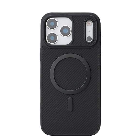 For iPhone 13 Magnetic Phone Case,Fiber Pattern PU Leather Back,Compatible with Mag-Safe,Shockproof Anti-fall Drop Protection Anti-Scratch Ultra Slim Durable Phone Case,Black