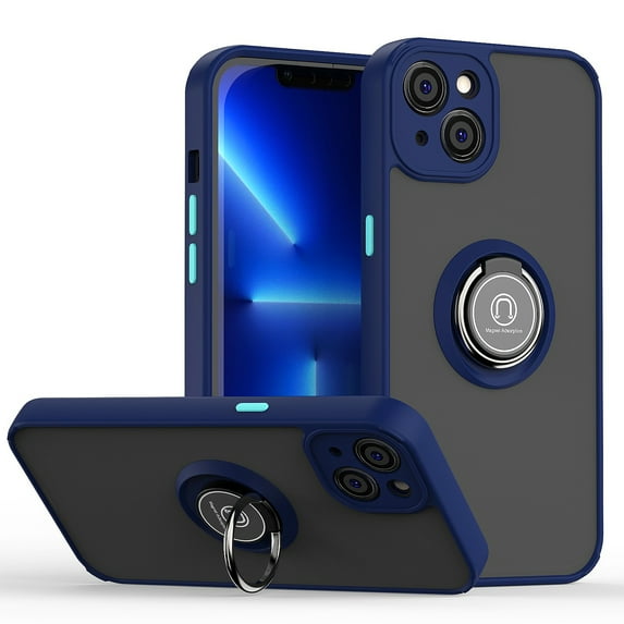 for iPhone 13 Mini 5.4" Case, Protective Matte Back Case Magnetic For Car Mount with 360° Rotatable Ring Holder Kickstand Shockproof Protective Cover For iPhone 13 Mini,
D