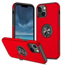 for iPhone 13 Mini Case, 360° Rotatable Ring Holder Kickstand Dual Layer Military-Grade Drop Tested Protection Support Car Holder Mount Magnetic Absorbing Bumper Phone Case, Red