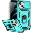 thumbnail image 1 of for iPhone 13 Mini Case with Camera Lens Cover HD Screen Protector, Dual Layer  Grade Drop Protection  Ring Holder Kickstand Protective Phone Case for iPhone 13 Mini 5.4 inch (Mint), 1 of 17