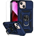 thumbnail image 1 of for iPhone 13 Mini Case with Camera Lens Cover HD Screen Protector, Dual Layer Military Grade Drop Protection Magnetic Ring Holder Kickstand Protective Phone Case for iPhone 13 Mini 5.4 inch (Navy), 1 of 9