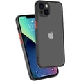 thumbnail image 1 of iPhone 13 Mini Case with Camera Lens Protector, 5.4 inch, Translucent Matte Hard PC Back with Soft Silicone Bumper, Slim Shockproof, Drop Protective Phone case for iPhone 13 Mini, Black, 1 of 10
