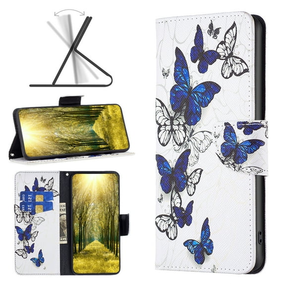 iPhone 13 Mini Case Cute Embossed Pattern Premium Leather Wallet Cover Flip Stand Credit Card Slots Pocket Holder Magnetic Closure Folio Case for iPhone 13 Mini, Group Butterfly