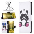 thumbnail image 1 of iPhone 13 Mini Case Cute Embossed Pattern Premium Leather Wallet Cover Flip Stand Credit Card Slots Pocket Holder Magnetic Closure Folio Case for iPhone 13 Mini, Giant Panda, 1 of 8