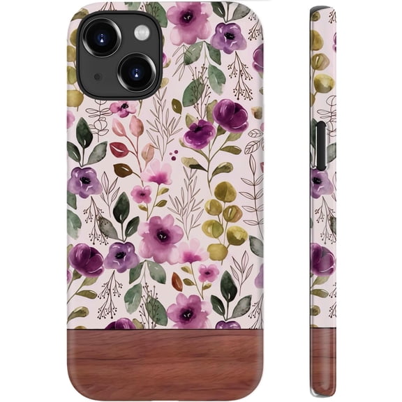 for iPhone 13 Mini Case Cute – Wireless Charging Compatible – Dual-Layer Shockproof Protection with Stylish Wildflower Design – Protective Cover for Women - Custom Floral Wallpaper