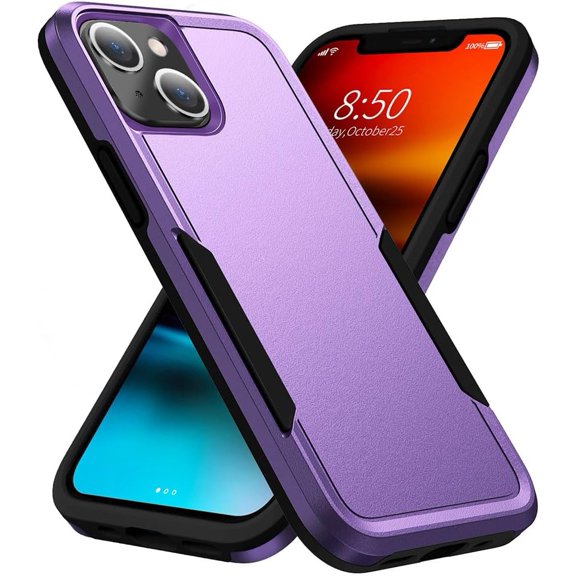 iPhone 13 Mini Case Heavy-Duty Shockproof Military-Grade Dual Layer Wireless Charging Support Phone Case for iPhone 13 Mini Case 5.4"(Purple)
