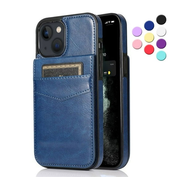 iPhone 13 Mini Case, Leather Wallet Case iPhone 13 Mini, PU Leather Case, Built in Stand Wallet Credit Card Holder Case 5 Card Slots Case For Apple iPhone 13 Mini, Blue