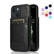حافظة صغيرة من iPhone 13 ، حافظة جلدية من iPhone 13 Mini 5.4 ، حافظة جلدية PU ، حافظة بطاقة ائتمان من محفظة حافظة 5 حافظة فتحات بطاقة لـ Apple iPhone 13 Mini ، Black