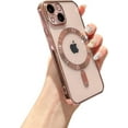 thumbnail image 1 of for iPhone 13 Mini Case Magnetic Clear with Camera Lens Protector Full Protection MagSafe Electroplated Luxury Silicone Shockproof Protective Case Cover 5.4 Inch - Pink, 1 of 6