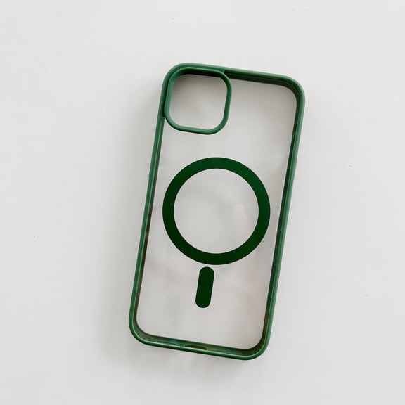 for iPhone 13 Mini Case Magnetic [Support Magsafe Charger] Wireless Anti-Scratch Shockproof Clear Four Corner Cushion Durable Anti-Dropping Cover for iPhone 13 Mini, Darkgreen