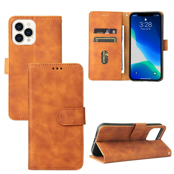 iPhone 13 Mini Case, PU Leather Wallet Flip Card Slots Cover Money Pocket Magnetic Closure Stand Kickstand Folio Phone Protective Case for Apple iPhone 13 Mini, Brown
