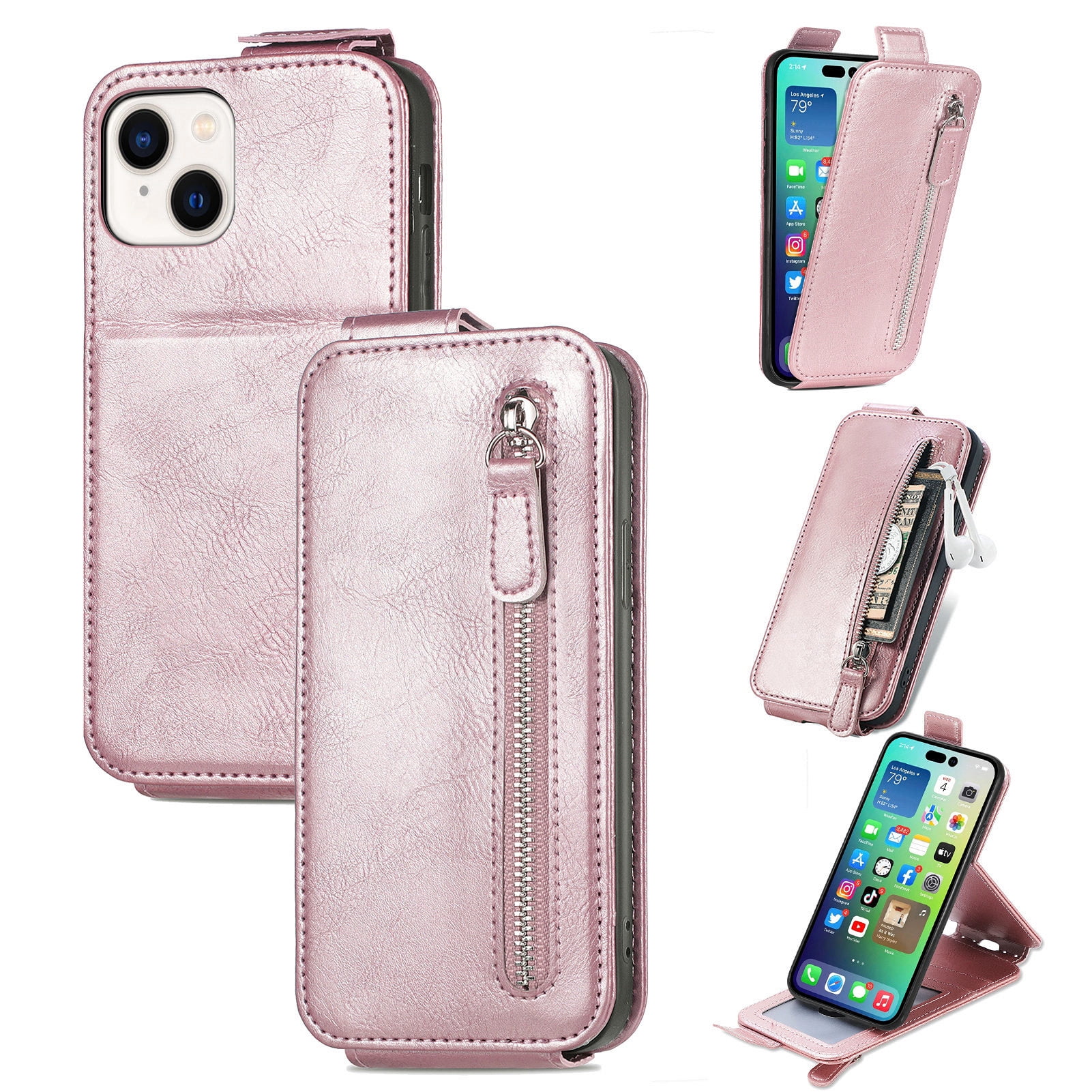 for iPhone 13 Mini Case, RFID Blocking Wallet Case for Women Men with ...