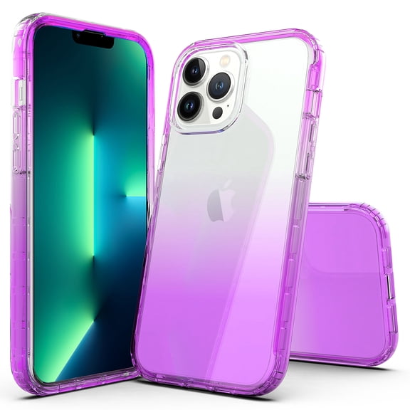 iPhone 13 Mini Case, Rosebono Hybrid Gradient Transparent Soft TPU Clear Skin Cover Case For iPhone 13 Mini (Purple)
