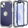 thumbnail image 1 of for iPhone 13 Mini Case, Slim Dual Layer 3 in 1 Heavy Duty Protection Hybrid Hard PC Soft Silicone Rugged Bumper Anti Slip Full-Body Protective Cases for iPhone 13 Mini, Darkblue, 1 of 9