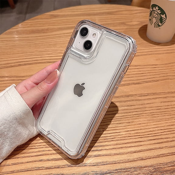 for iPhone 13 Mini Case, Support Wireless Charging, Crystal Clear Case Protective Shockproof Bumpers, Not Yellowing Slim Cover for Men Women Hybrid 2 in 1 Military Drop Protection Case,Clear