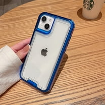 for iPhone 13 Mini Case, Support Wireless Charging, Crystal Clear Case Protective Shockproof Bumpers, Not Yellowing Slim Cover for Men Women Hybrid 2 in 1 Military Drop Protection Case,Darkblue