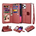 thumbnail image 1 of iPhone 13 Mini Case, Wallet Case for iPhone 13 Mini, iPhone 13 PU Leather Case, Njjex Luxury PU Leather [9 Card Slots Holder ] Carrying Folio Flip Cover [Detachable Magnetic Hard Case] -Wine Red, 1 of 6