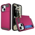 thumbnail image 1 of for iPhone 13 Mini Case Wallet Credit Card Holder ID Slot Sliding Door Hidden Pocket Men Anti-Scratch Dual Layer Hybrid Bumper Armor Protective Shell Back Cover For iPhone 13 Mini, Rose, 1 of 11