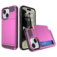 thumbnail image 1 of for iPhone 13 Mini Case Wallet Credit Card Holder ID Slot Sliding Door Hidden Pocket Men Anti-Scratch Dual Layer Hybrid Bumper Armor Protective Shell Back Cover For iPhone 13 Mini, Pink, 1 of 11