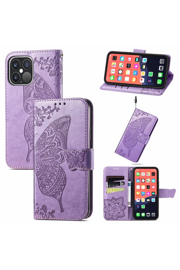 iPhone 13 Mini Case, Wallet Folio Case Magnetic Closure RFID Blocking Card Slots Kickstand Shockproof Case for 2021 iPhone 13 Mini,Lightpurple