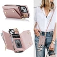 thumbnail image 1 of for iPhone 13 Mini Case Wallet with Strap for Women,Crossbody Lanyard and Wristlet Strap,Zipper Pocket,Credit Card Holder,Ring Stand,RFID Blocking Phone Wallet Cases(5.4 inch,Pink), 1 of 18