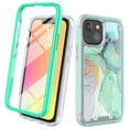 thumbnail image 1 of iPhone 13 Mini Case With Built-in Screen Protector, Rosebono Hybrid Graphic Design Pattern Hard Back Pannel Cover Case For iPhone 13 Mini (Green Marble), 1 of 5