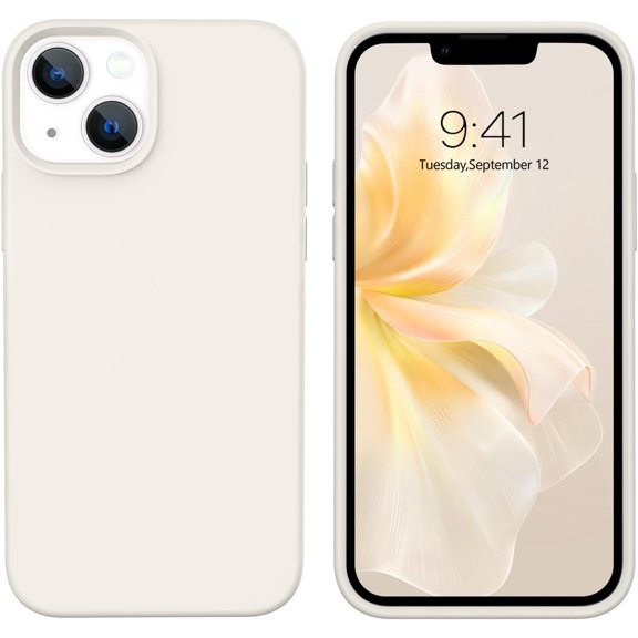 for iPhone 13 Mini Case, iPhone 13 Mini Phone Case, Slim Fit Liquid Silicone Soft Gel Rubber Anti-Scratch Shockproof Phone Cover with Microfiber Lining for iPhone 13 Mini 5.4" 2021, White
