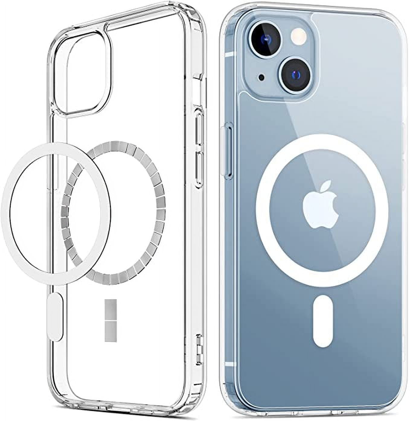 leChivée for iPhone 13 Mini Mag Safe Case Clear, Crystal Hard Back  Shockproof Magnetic 13 Mini Clear Case Anti-Scratch Anti-Yellow Phone  Protective