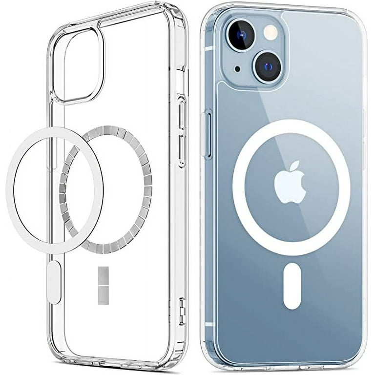 iPhone 13 Mini Clear Magnetic Case Compatible with Magsafe, [Yellow  Resistant] Hard Cover Soft Silicone, Slim Thin fit Shockproof Protective  Phone