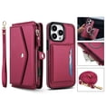 thumbnail image 1 of For iPhone 13 Mini Crossbody Wallet Phone Case,Magnetic Detachable Flip,With Wrist Strap&Shoulder Strap,Zipper Pocket,Card Holder,Compatible with Mag-Safe,PU Leather Shockproof Case,Red, 1 of 9