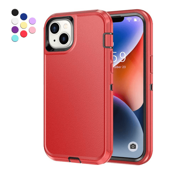 iPhone 13 Mini Heavy Duty Case {Shock Proof Case with 3 Layer Rubber, Shatter Resistant, [Tough Armour] Rugged Case Compatible for iPhone 13 Mini} Red
