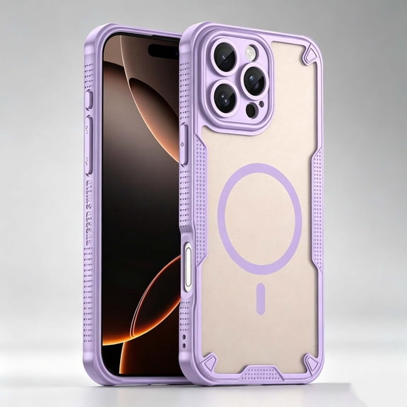 For iPhone 13 Mini Phone Case,Compatible with Wireless Charging,Anti-fingerprinting Matte Translucent Back Design,Heavy Duty Shockproof Non-Slip Protection,Rugged Phone Case,Purple