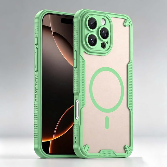 For iPhone 13 Mini Phone Case,Compatible with Wireless Charging,Anti-fingerprinting Matte Translucent Back Design,Heavy Duty Shockproof Non-Slip Protection,Rugged Phone Case,Green