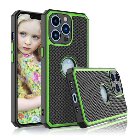 iPhone 13 13 Mini 13 Pro Max Case, iPhone 13 6.1" Cute Case, Tekcoo Shock Absorbing [Green] Rubber Silicone & Plastic Scratch Resistant Bumper Grip Cute Sturdy Hard Phone Cases Cover