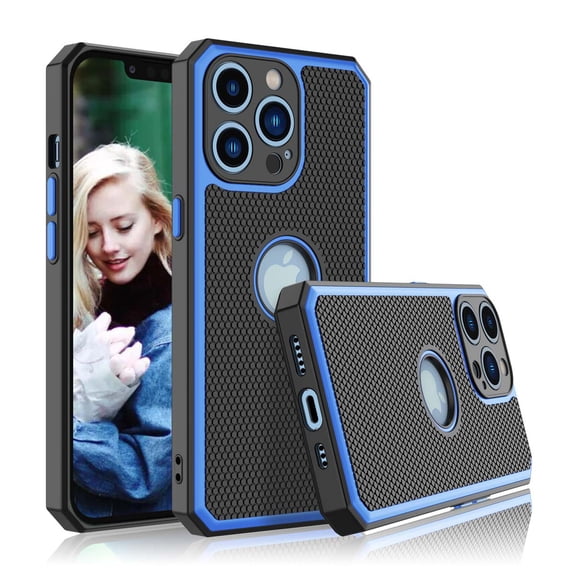 iPhone 13 13 Mini 13 Pro Max Case, iPhone 13 Pro Sturdy Case, Tekcoo Shock Absorbing [Blue] Rubber Silicone & Plastic Scratch Resistant Bumper Grip Cute Sturdy Hard Phone Cases Cover
