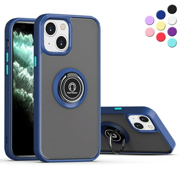 iPhone 13 Mini Ring Standing Case Rotate Ring Stand, Armor Style, Impact-Resistant, Shock Absorbing (Navy)