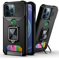 thumbnail image 1 of for iPhone 13 Mini Sliding Window Case with Card Holders, Cover with Slide Camera Protection Built-in Magnetic Kickstand Shockproof Phone Case for iPhone 13 Mini TC Black, 1 of 7