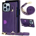 thumbnail image 1 of for iPhone 13 Mini Wallet Case for Women,Removable Adjustable Strap Crossbody Card Holders Cover Neck Strap Lanyard Purse Shoulder Strap Kickstand Purse Case for iPhone 13 Mini KB Purple, 1 of 14