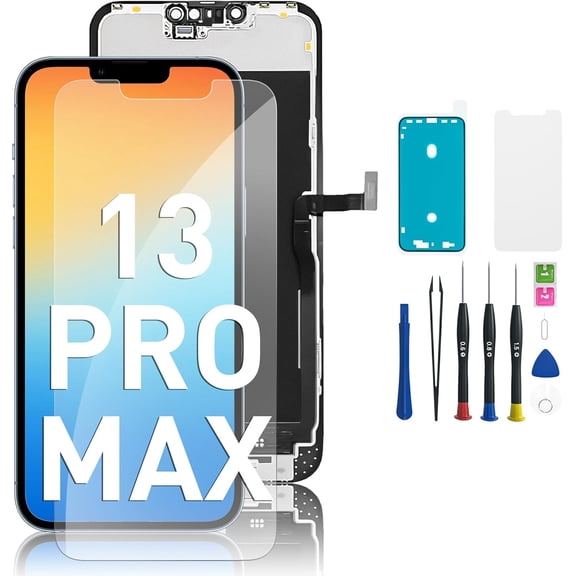 for iPhone 13 PRO MAX Screen Replacement HD 6.7 Inch LCD Display and 3D Touch Digitizer Assembly with Repair Tools,Screen Protector, and True Tone for A2484, A2641, A2643, A2644, A2645