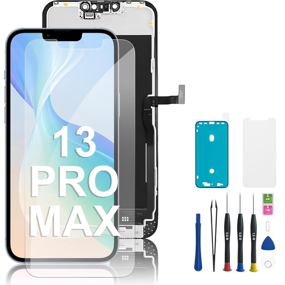 for iPhone 13 PRO MAX Screen Replacement HD 6.7" LCD Display and 3D Touch Digitizer Assembly with Repair Tools,Screen Protector, and True Tone for A2484, A2641, A2644, A2645, A2643