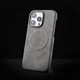 thumbnail image 1 of for iPhone 13 PU Leather Back Case, Classic Shockproof Protective Ultra Slim Magsafe Skin Friendly Strong Magnetic Thin Fit Phone Case Cover for iPhone 13, Gray, 1 of 8