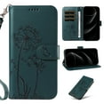 thumbnail image 1 of for iPhone 13 Pattern Wallet Flip Case, Premium PU Leather Card Slots Full Body Protection Wrist Strap Kickstand Non-Slip Shockproof Magnetic Phone Case for iPhone 13, Darkgreen, 1 of 6