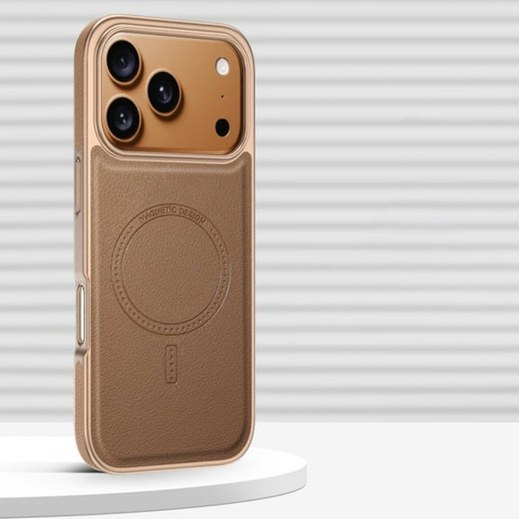 For iPhone 13 Phone Case,Anti-Scratch PU Leather Back,Compatible with Mag-Safe,Ultra Slim Shockrpoof Anti-fall Drop Protection,Rugged Durable Thin Fit Sturdy Phone Case Cover,Gold
